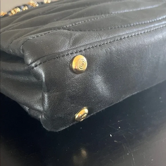 Vintage Black Quilted Shoulder Bag with Gold Accents - Picture 5 of 7